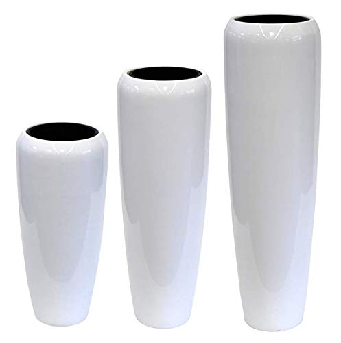 Pflanzkübel 120cm Hochglanz Weiß – Fiberglas, frostsicher, Indoor & Outdoor