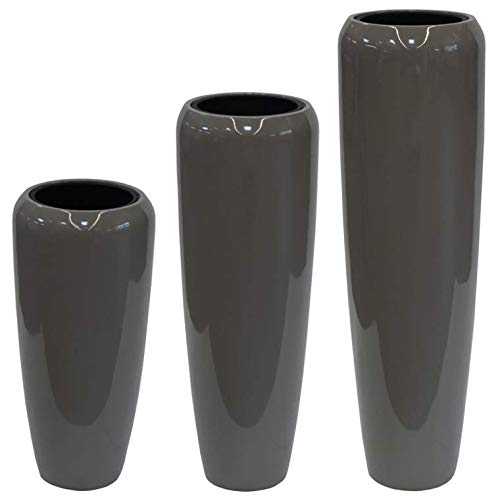 Pflanzkübel 120cm Hochglanz Taupe – Fiberglas, frostsicher, Indoor & Outdoor