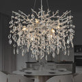 Luxus Kristall-Kronleuchter Silber – Elegante Pendelleuchte, Raindrop Design