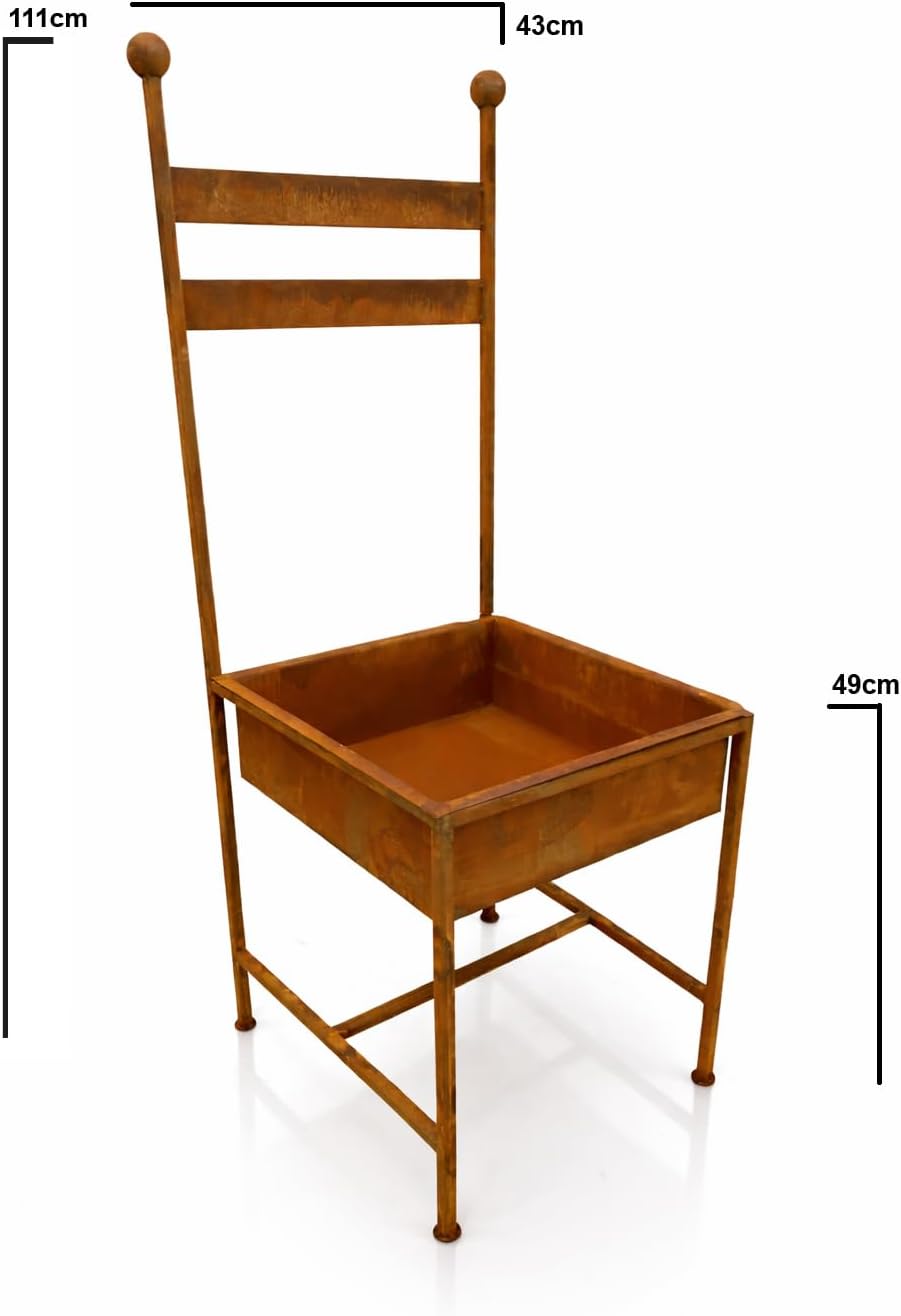 Blümelhuber Metallstuhl Rost Vintage – Pflanzschale Gartendeko zum Bepflanzen