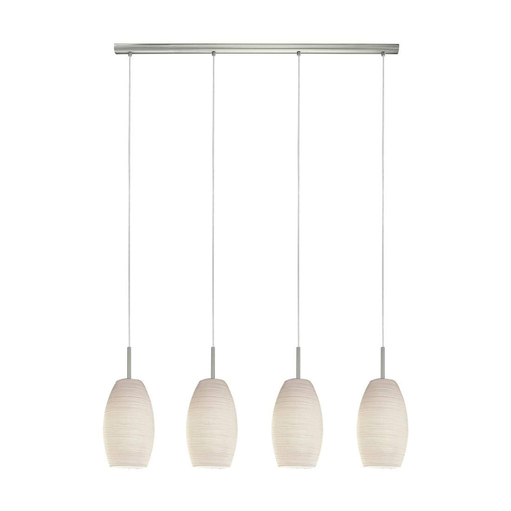 EGLO Batista Pendelleuchte 4-flammig E27 – Hängelampe aus Stahl Nickel matt mit Glas