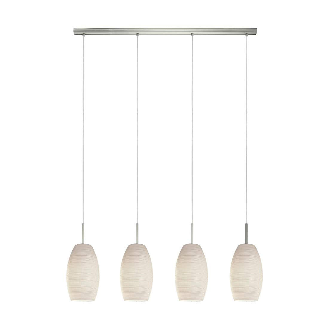 EGLO Batista Pendelleuchte 4-flammig E27 – Hängelampe aus Stahl Nickel matt mit Glas