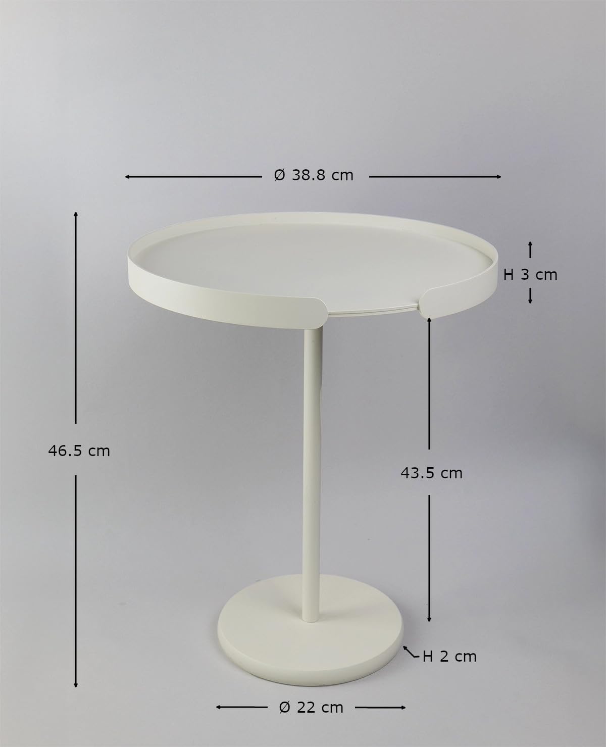 Design Beistelltisch Outdoor Aluminium – runder Gartentisch modern, abnehmbares Tablett