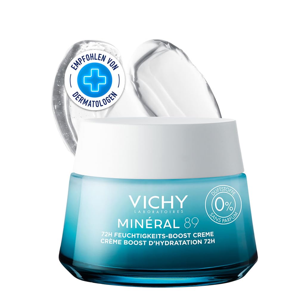 VICHY Minéral 89 Boost Creme – Feuchtigkeitspflege für normale Haut, 72h Hydration, mit Hyaluron & Mineralien, 50 ml