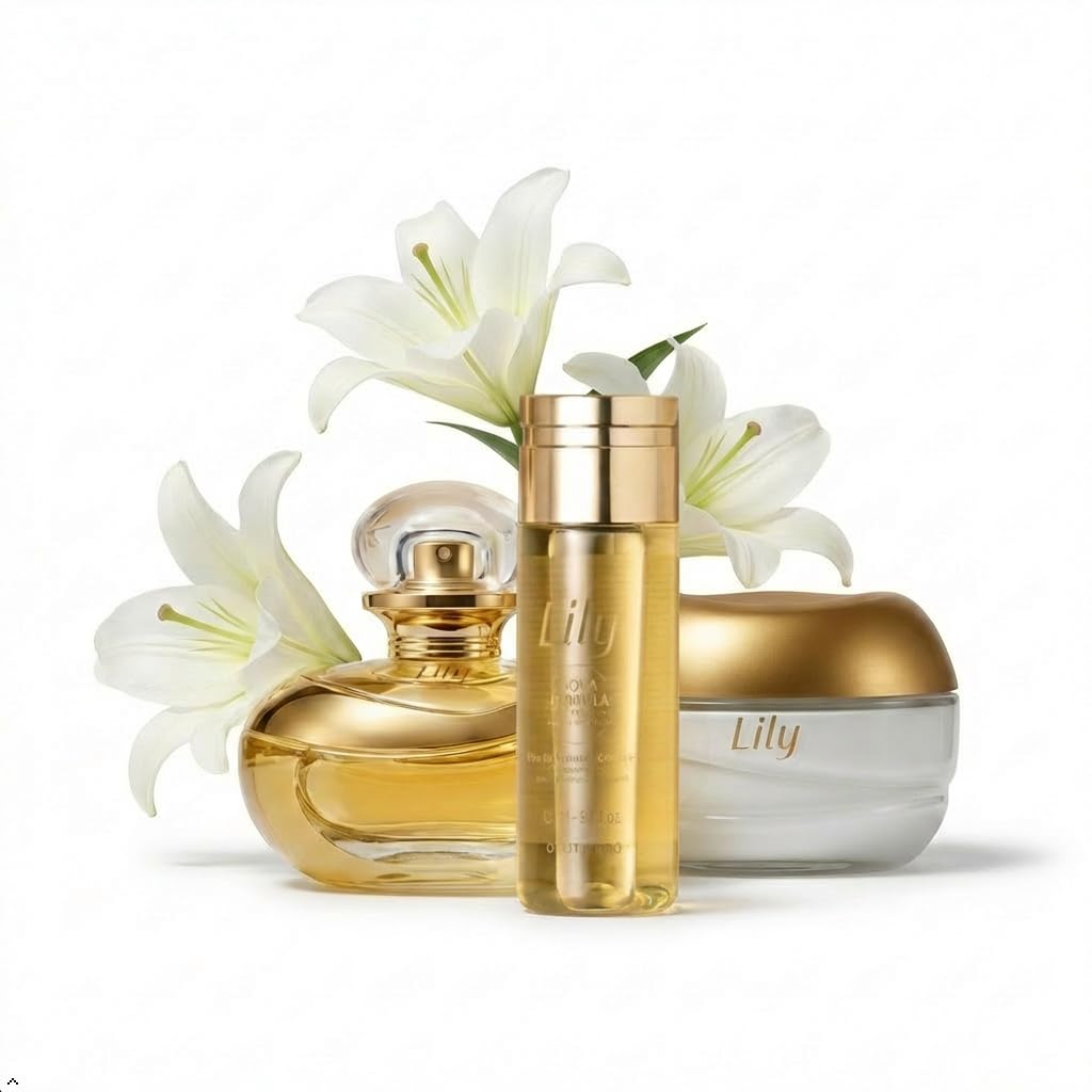 O Boticário Lily Geschenkset – Parfüm, Körperöl &amp; Creme für Damen