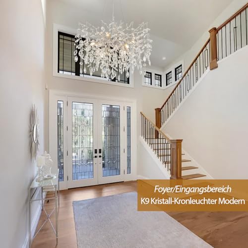 Luxus Kristall-Kronleuchter Silber – Elegante Pendelleuchte, Raindrop Design