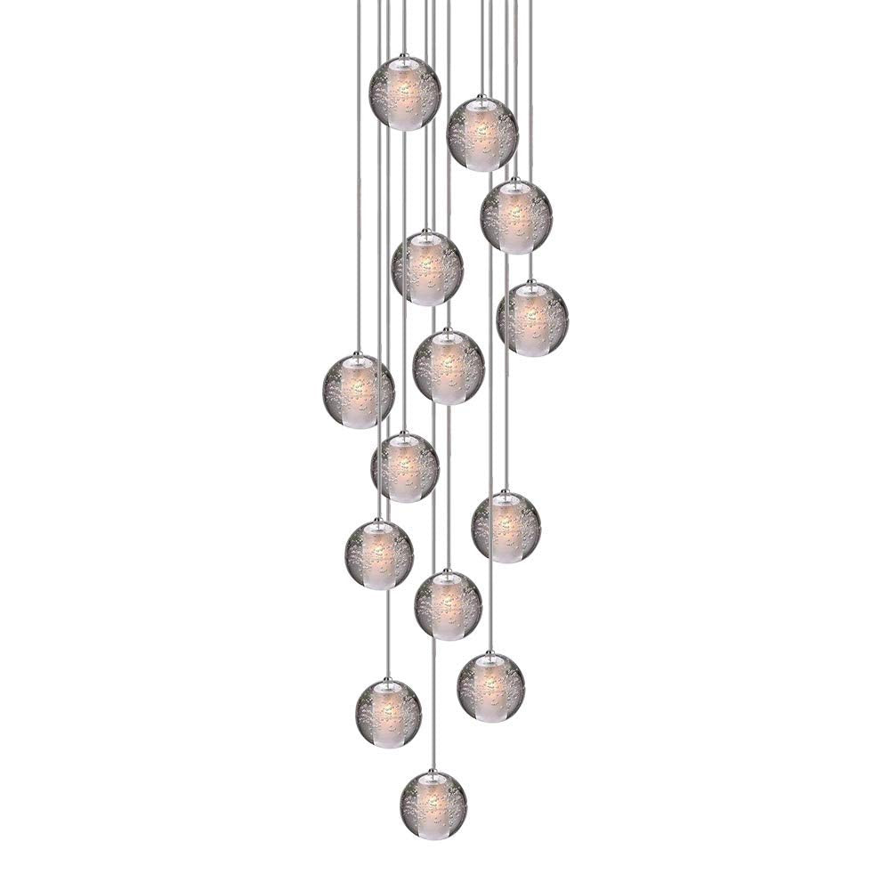 LED Kristall Pendelleuchte 14-flammig rund – Moderner Glas Kronleuchter für Wohnzimmer & Esszimmer