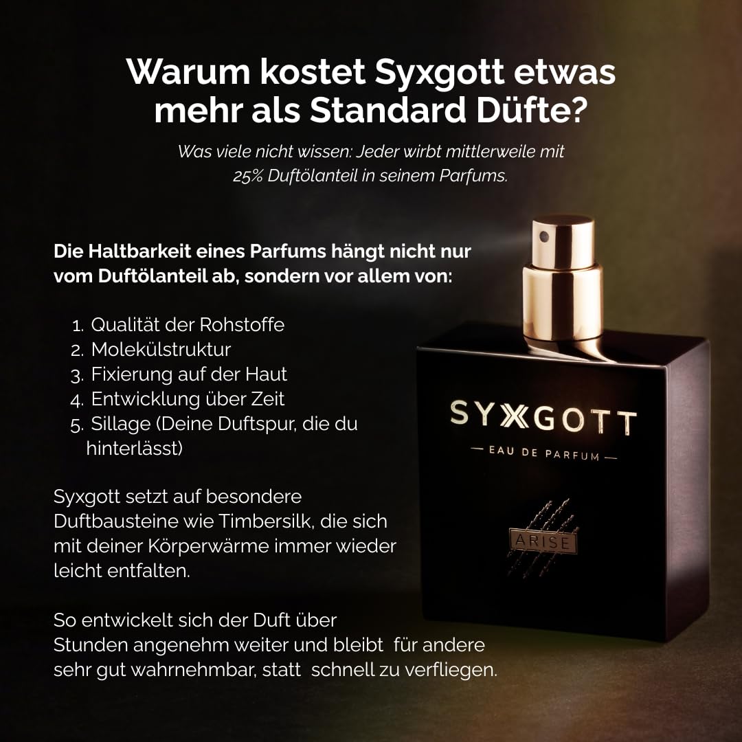 SYXGOTT ARISE Herrenparfum – Intensiver Luxus Duft, holzig & würzig, langanhaltend