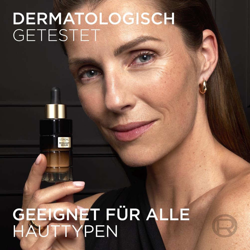 L’Oréal Paris Midnight Serum – Nachtserum für Regeneration, mit Antioxidantien & Vitamin E, gegen Falten, 30 ml