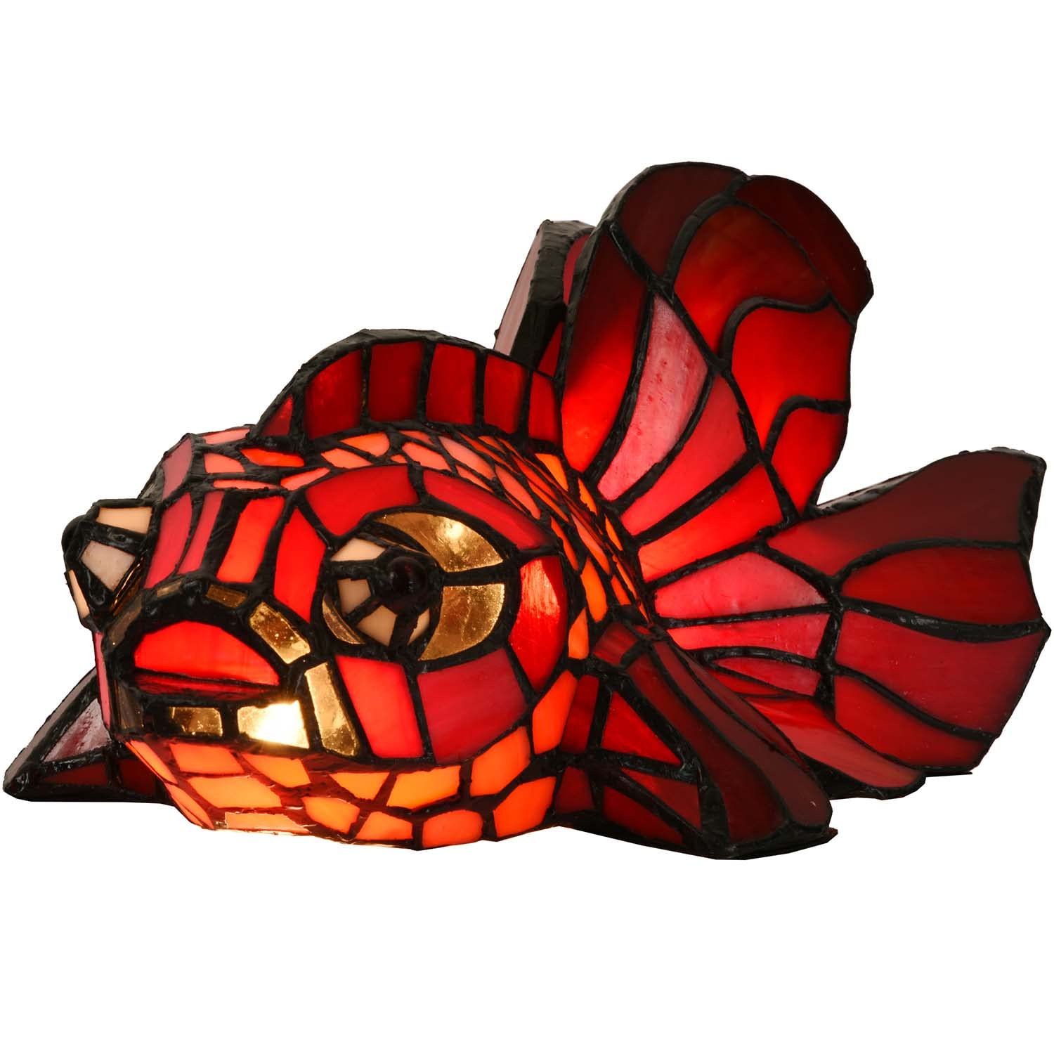 Bieye L30827 Tiffany Goldfisch Tischlampe – Handgefertigte Buntglas Designerleuchte