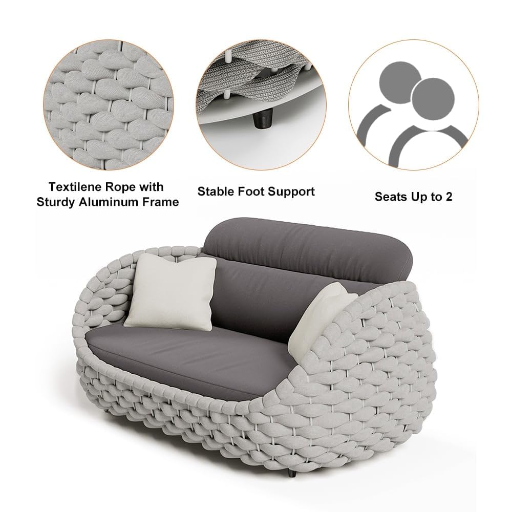 Outdoor Lounge Set für 4 Personen mit drehbaren Sesseln – Modern & wetterfest
