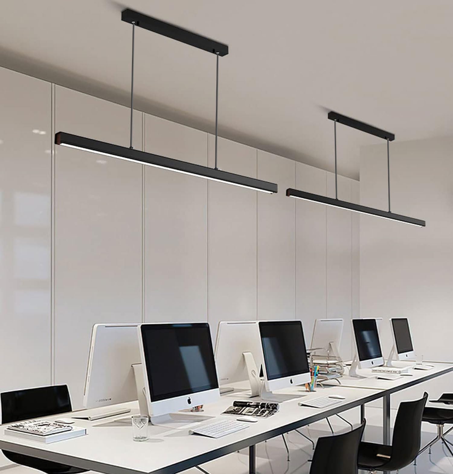 Moderne LED Pendelleuchte 100 cm dimmbar mit Fernbedienung – Hängelampe für Esstisch schwarz