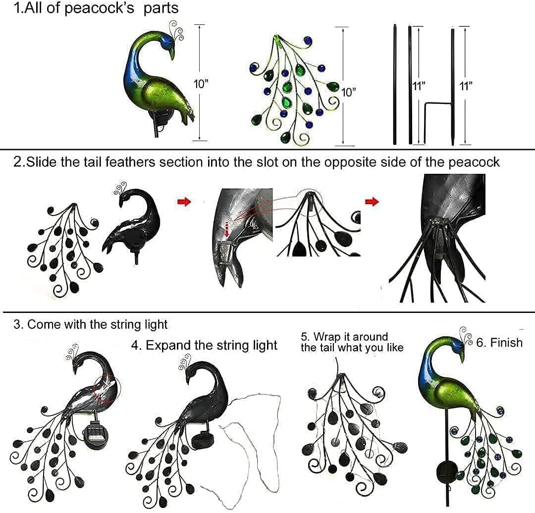 Solar Gartenleuchte Pfau 🦚 LED Gartendeko Licht für Balkon Terrasse & Garten