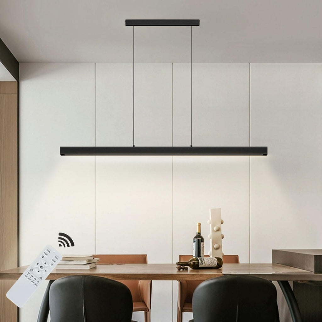 Moderne LED Pendelleuchte 100 cm dimmbar mit Fernbedienung – Hängelampe für Esstisch schwarz