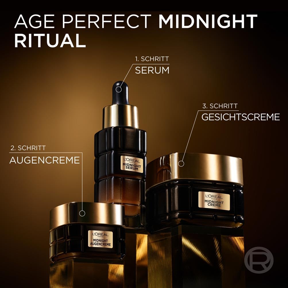 L’Oréal Paris Midnight Serum – Nachtserum für Regeneration, mit Antioxidantien & Vitamin E, gegen Falten, 30 ml