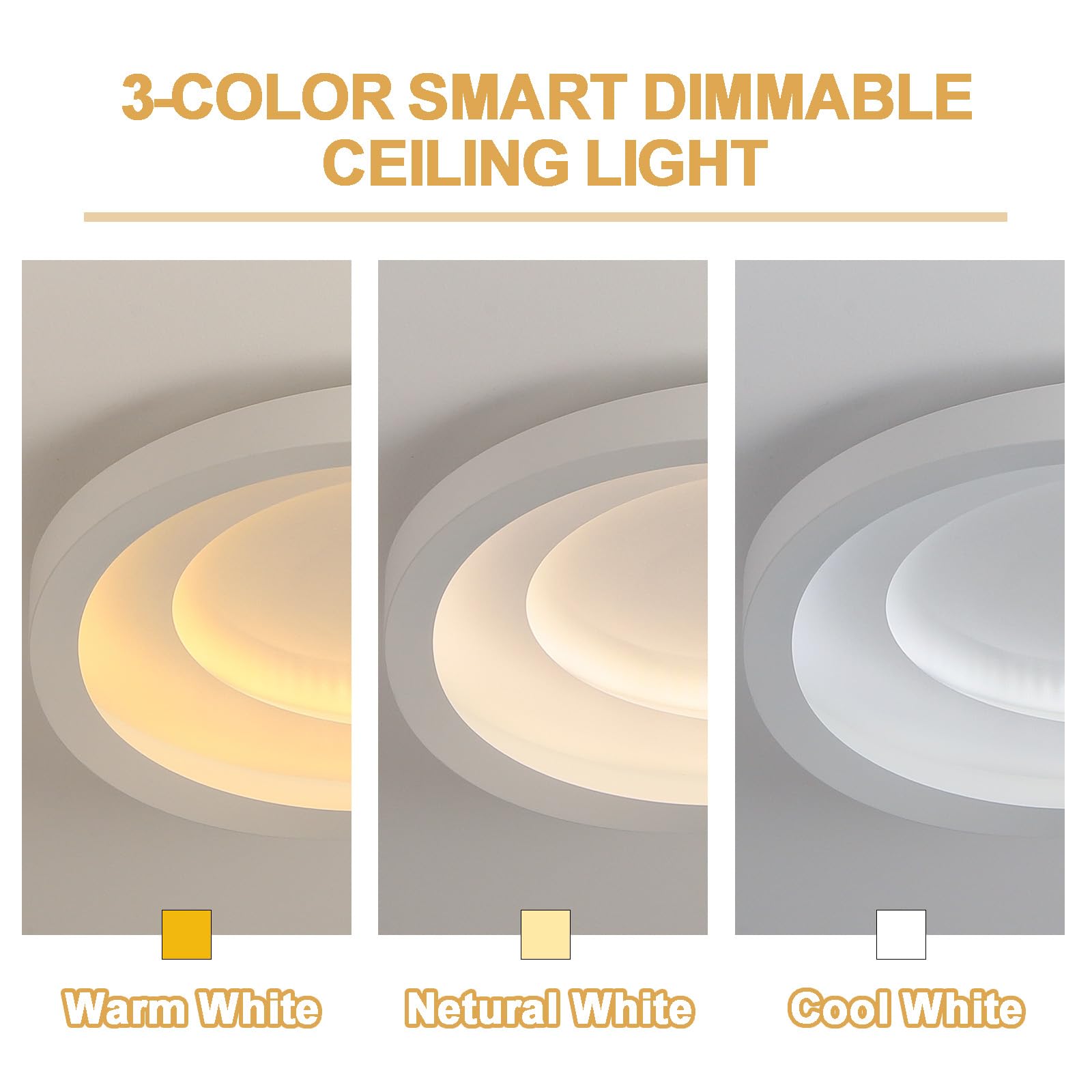 LED Deckenleuchte 60 cm dimmbar mit Fernbedienung – Minimalistische Deckenlampe für Wohnzimmerr