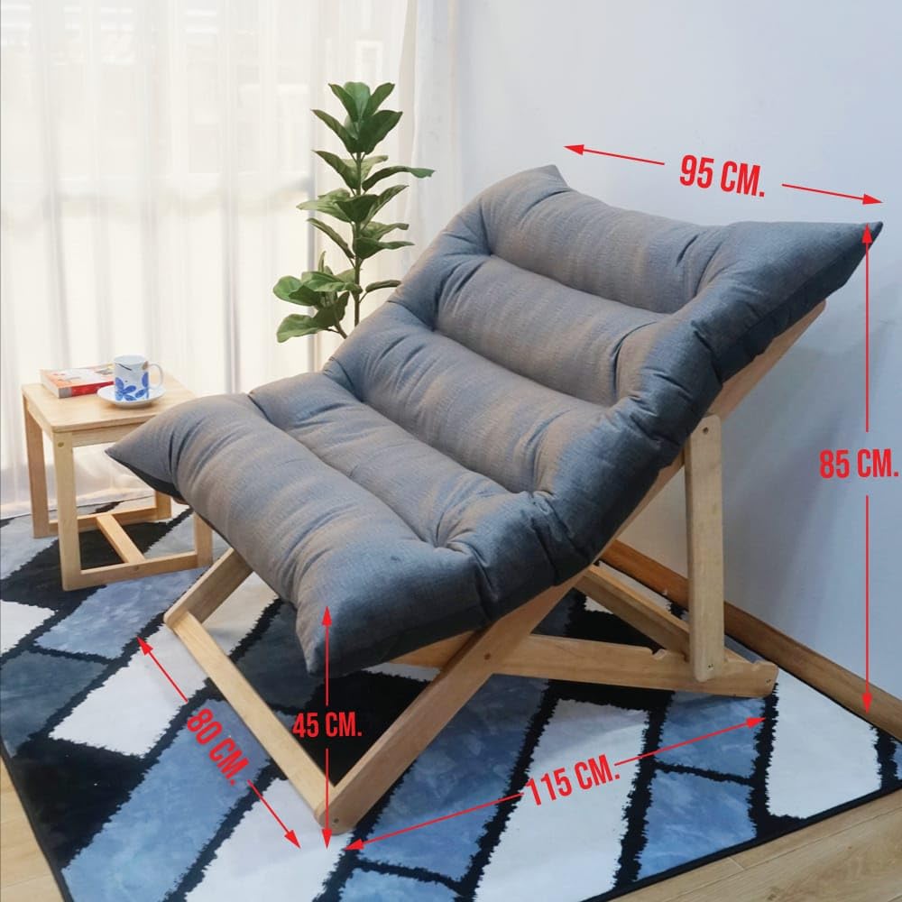 Nature LOUNGE Liegesessel XL aus Kautschukholz – klappbar, für Garten &amp; Balkon