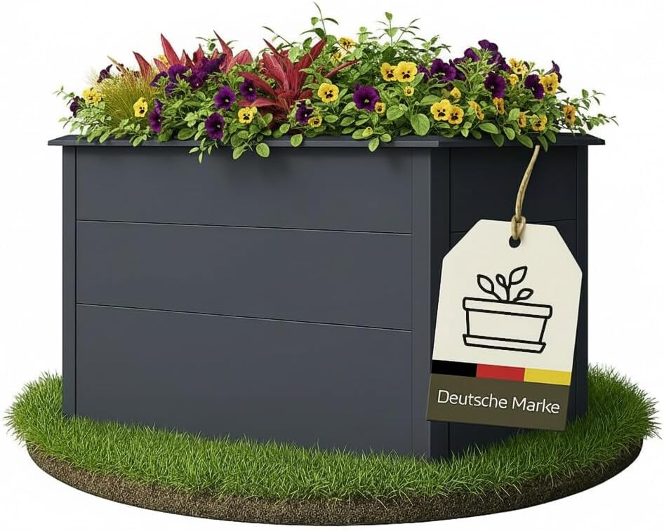 Novaterra Premium Hochbeet Metall Anthrazit 100×50×77 cm – Hochbeet für Garten Kräuter & Blumen