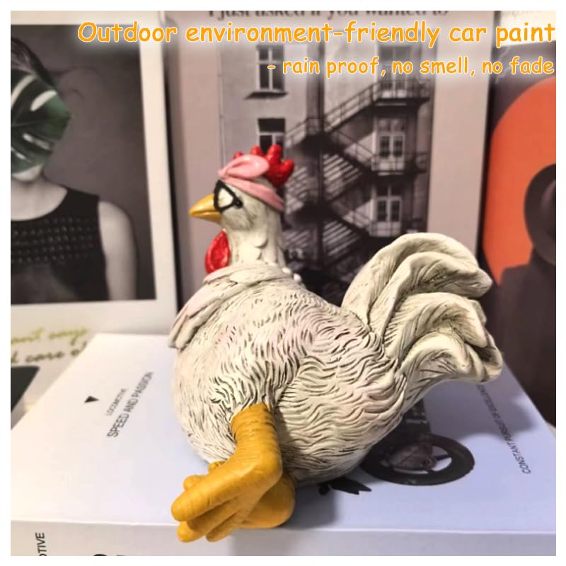 Lustige Hühnerfigur Garten Deko 🐔 Originelle Balkon & Outdoor Deko aus Kunstharz