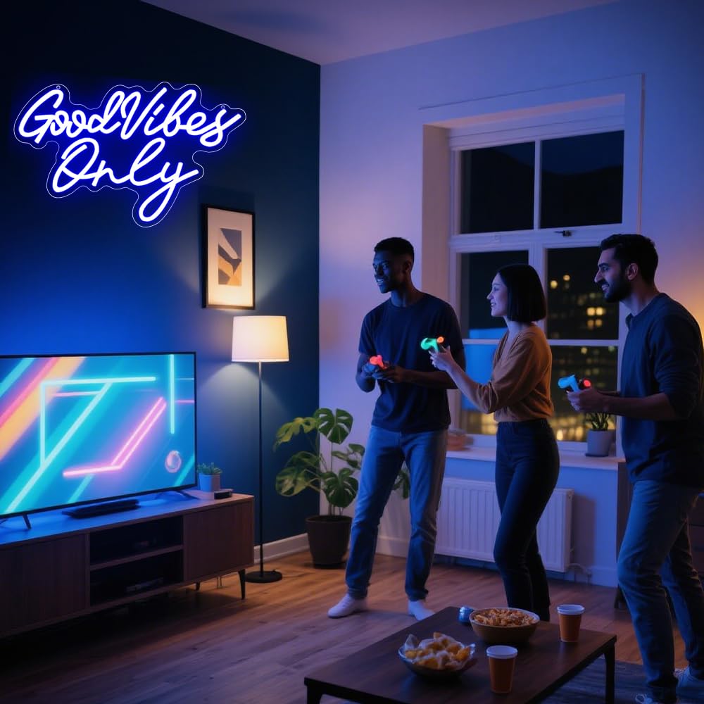 Good Vibes Neon Schild – LED Wanddeko für Schlafzimmer, Gaming Zimmer & Wohnzimmer