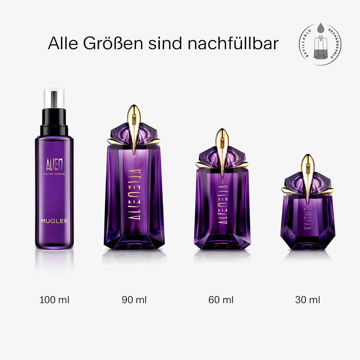 Mugler Alien Eau de Parfum 60 ml – woody floral amber fragrance for women, refillable