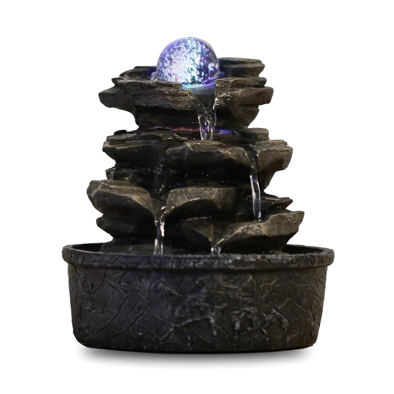 Zimmerbrunnen Little Rock – LED Farbwechsel, Steinoptik & Feng Shui