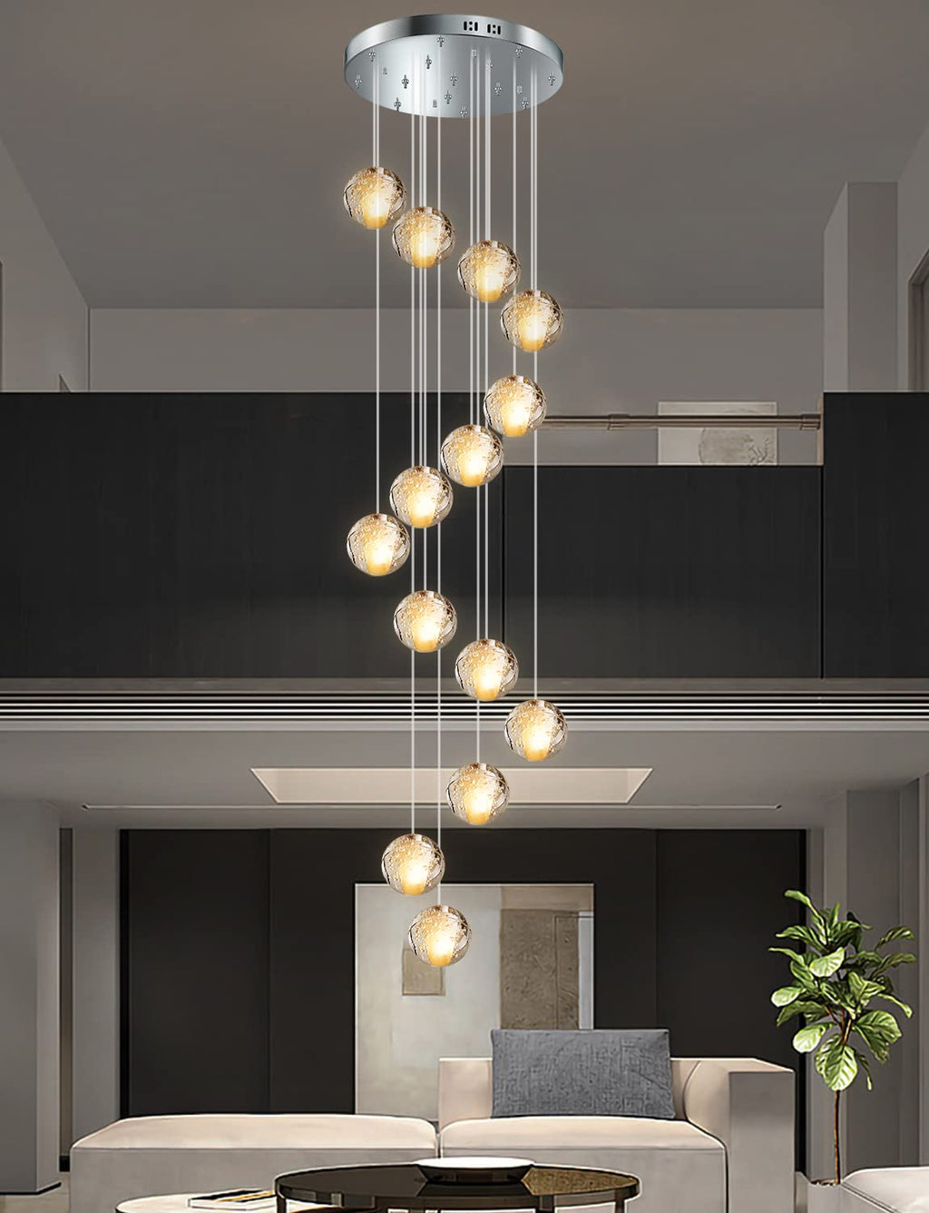 LED Kristall Pendelleuchte 14-flammig rund – Moderner Glas Kronleuchter für Wohnzimmer & Esszimmer