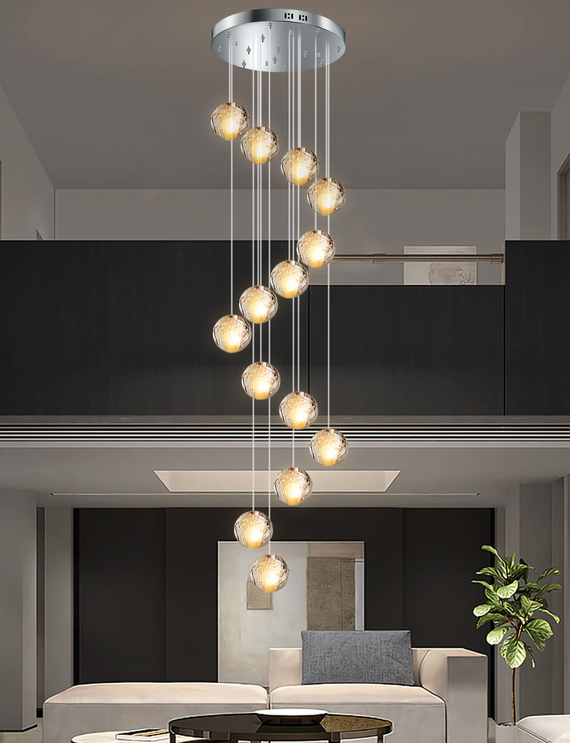 LED Kristall Pendelleuchte 14-flammig rund – Moderner Glas Kronleuchter für Wohnzimmer & Esszimmer