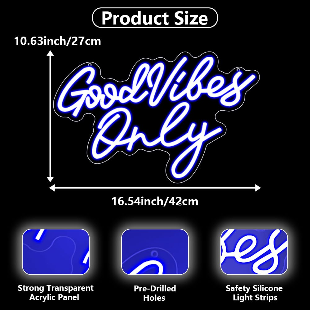 Good Vibes Neon Schild – LED Wanddeko für Schlafzimmer, Gaming Zimmer & Wohnzimmer