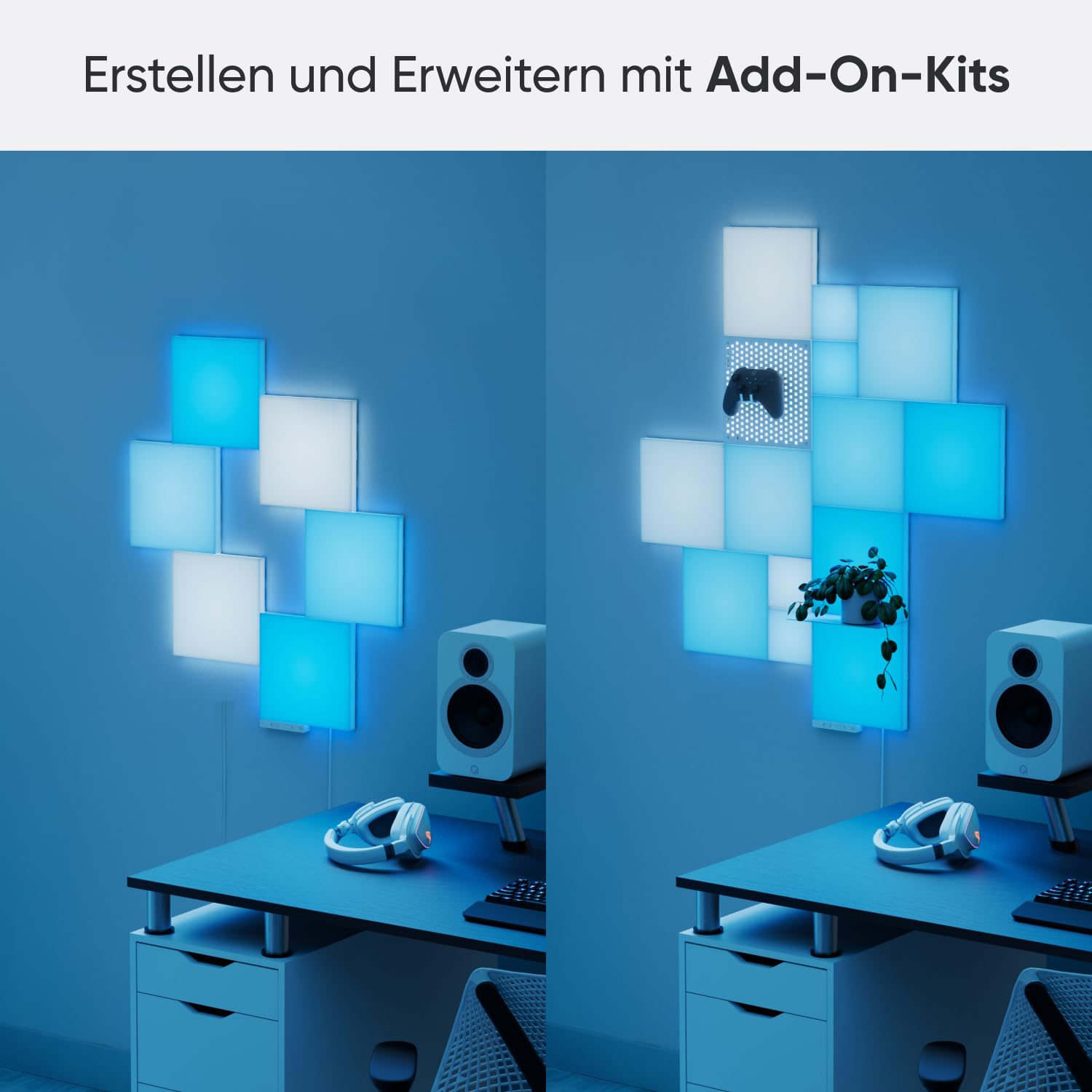 Nanoleaf Blocks Starter Kit – Smarte RGBW LED Wandpaneele, 6 quadratische Lichtpanels
