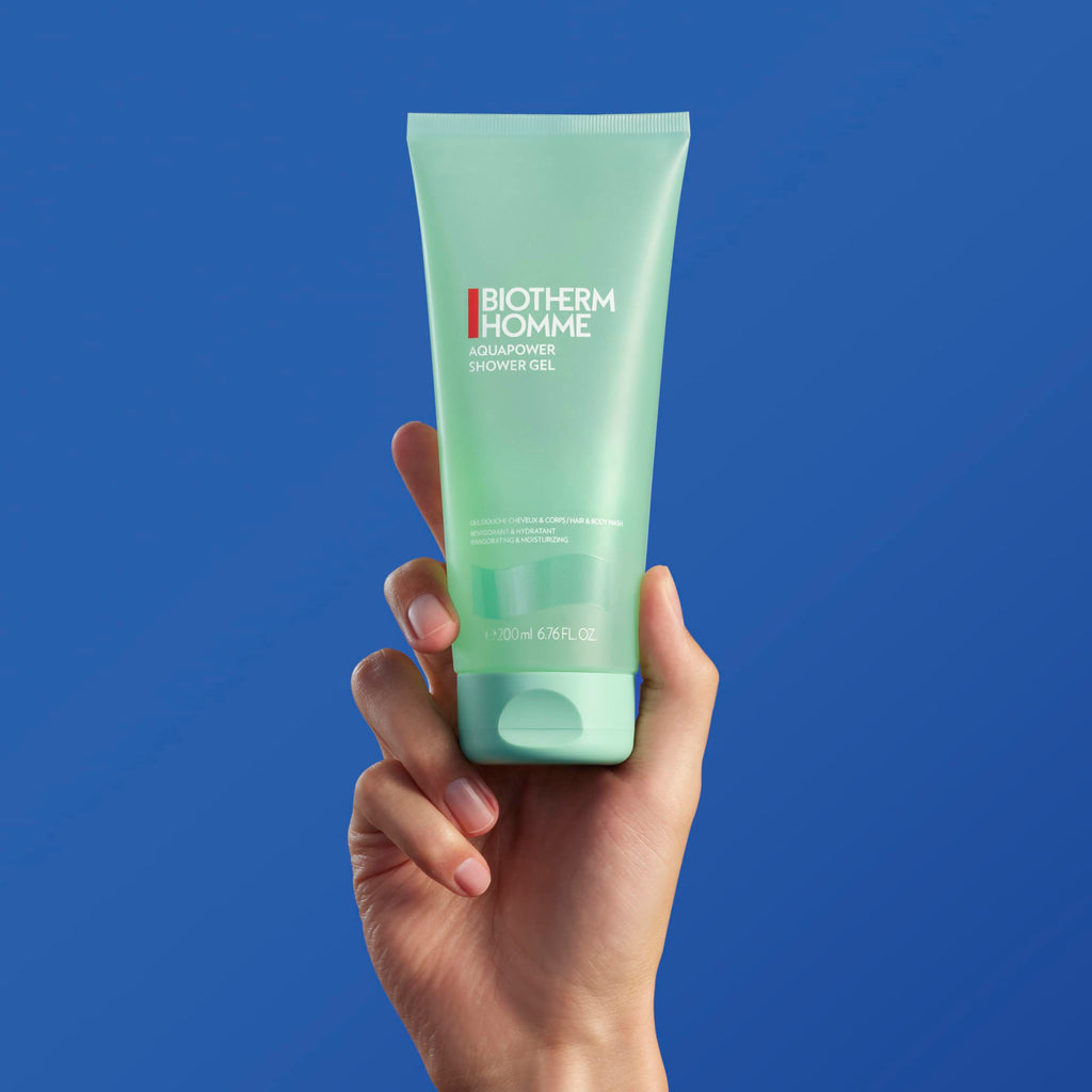 Biotherm Homme Aquapower Shower Gel – erfrischendes Duschgel für Körper & Haare mit Life Plankton 200 ml