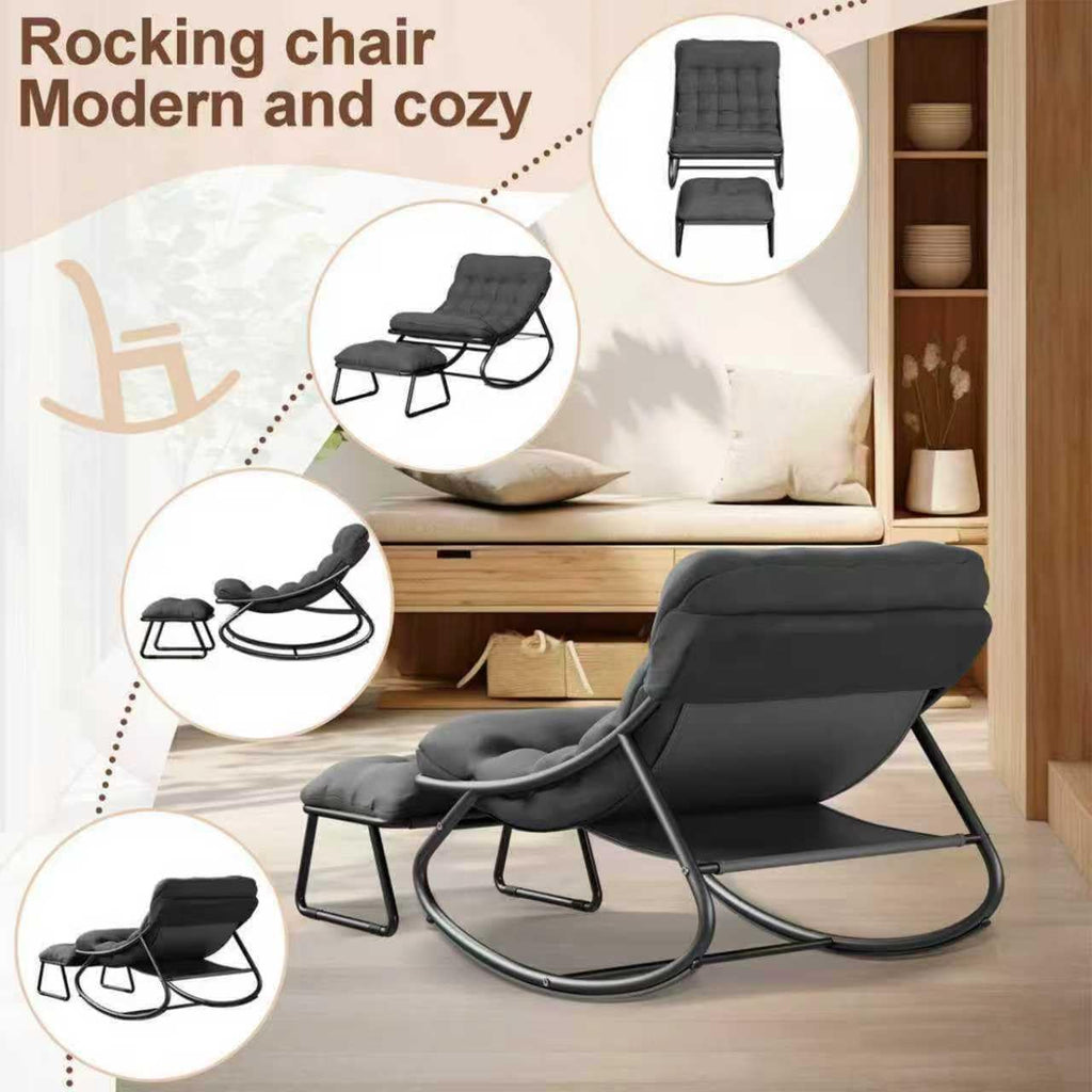 Schaukelstuhl Outdoor mit Hocker – Relaxsessel für Balkon, Garten & Terrasse
