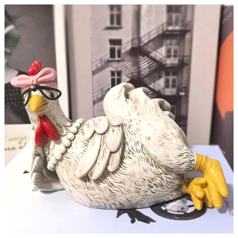 Lustige Hühnerfigur Garten Deko 🐔 Originelle Balkon & Outdoor Deko aus Kunstharz