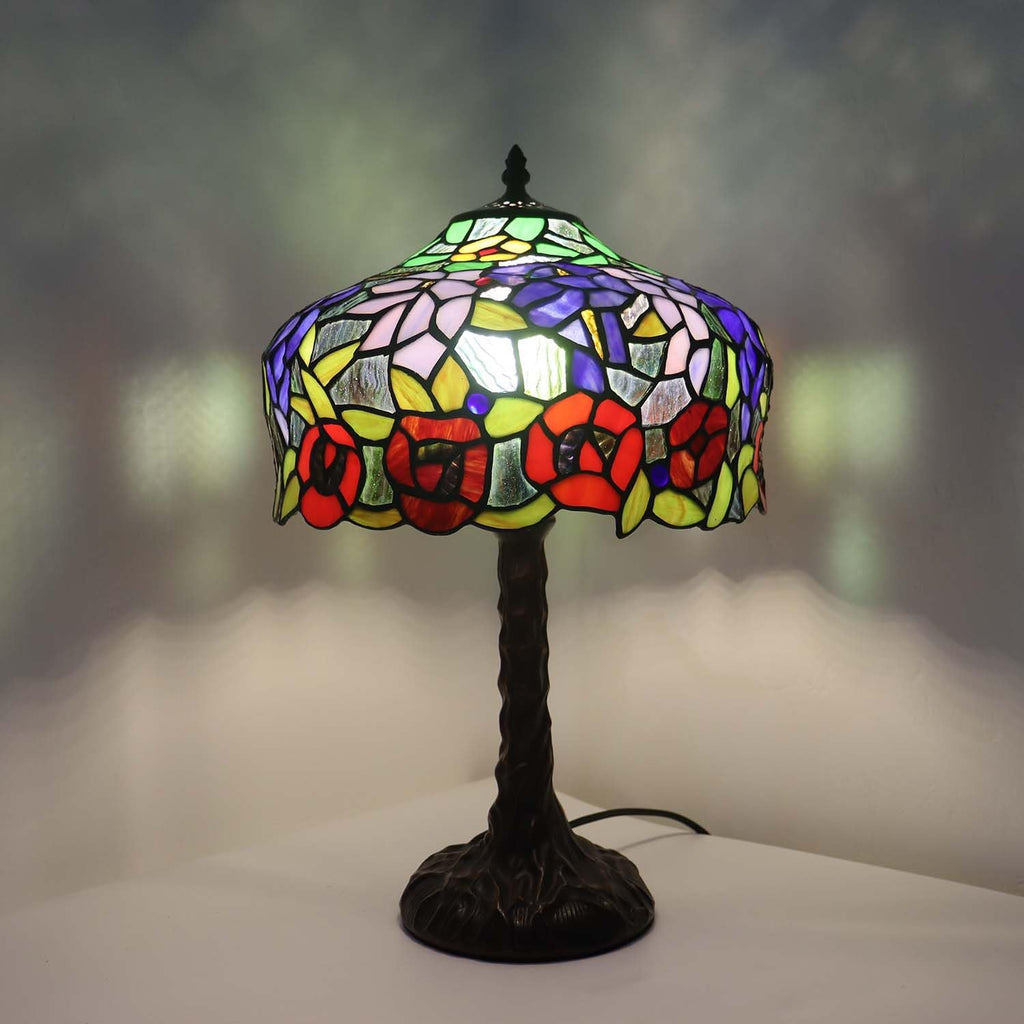 Bieye L30995 Tiffany Tischlampe mit Wisteria-Blumen – Handgefertigte Buntglasleuchte