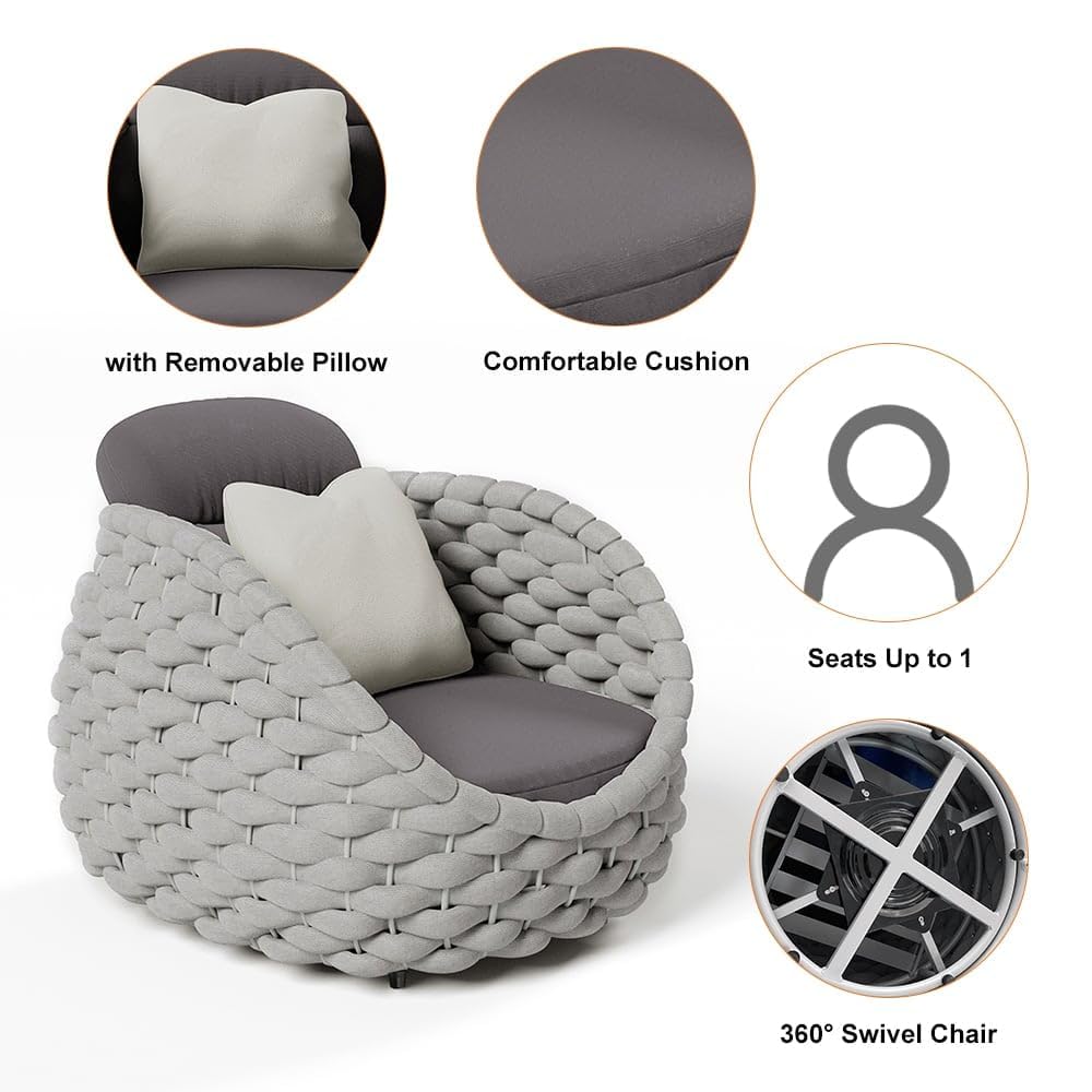 Outdoor Lounge Set für 4 Personen mit drehbaren Sesseln – Modern & wetterfest