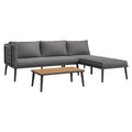 Lounge Set India 3-tlg. L-Form Anthrazit – Gartenmöbel für Terrasse