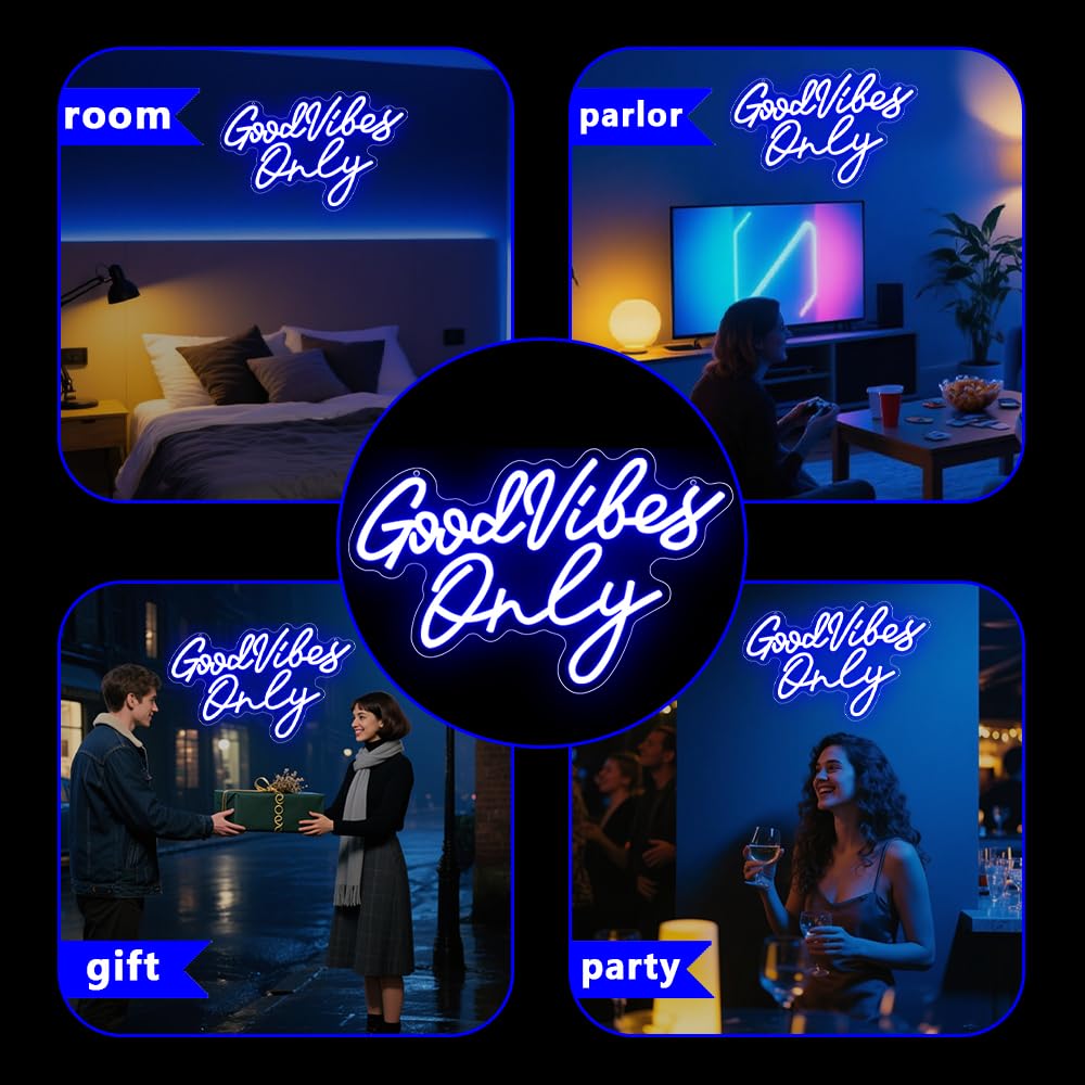 Good Vibes Neon Schild – LED Wanddeko für Schlafzimmer, Gaming Zimmer & Wohnzimmer