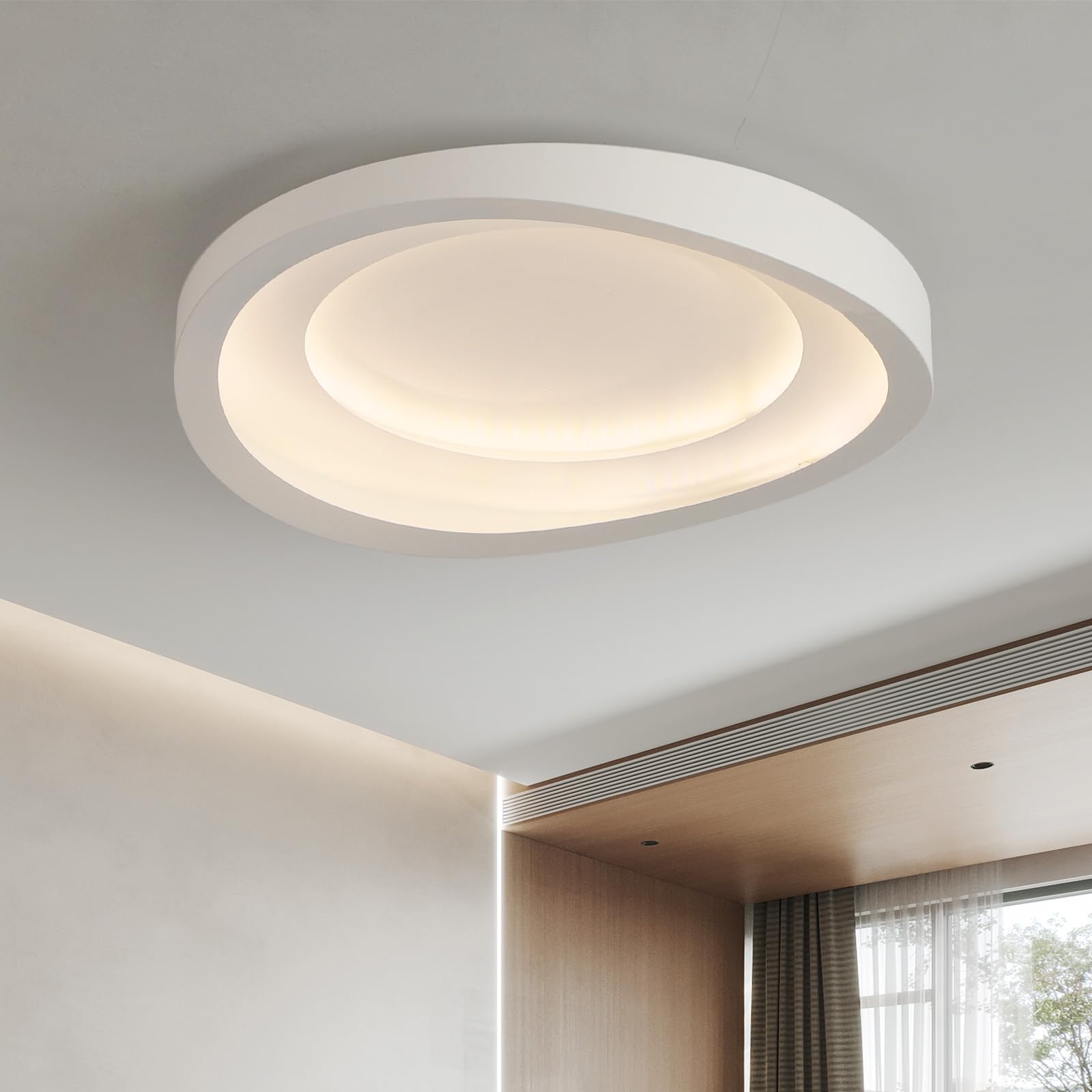 LED Deckenleuchte 60 cm dimmbar mit Fernbedienung – Minimalistische Deckenlampe für Wohnzimmerr