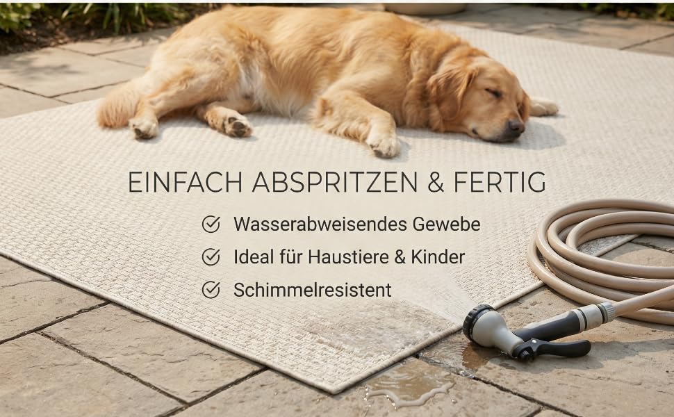 Outdoor Teppich Beige – Wetterfest für Balkon, Terrasse & Garten