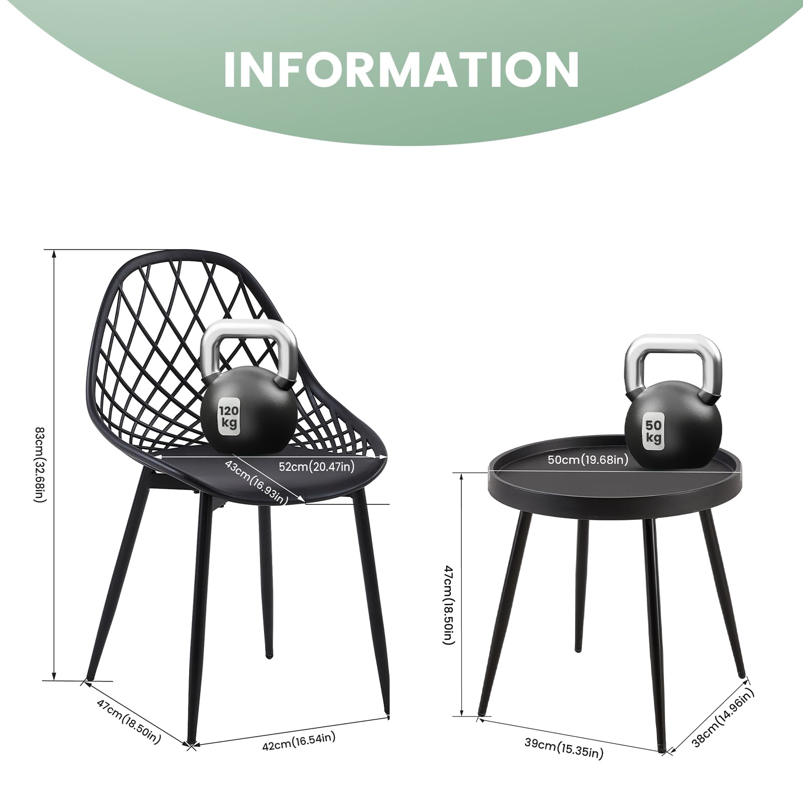 Balkonmöbel Set für 2 Personen – Bistrotisch mit 2 Stühlen, modern & platzsparend