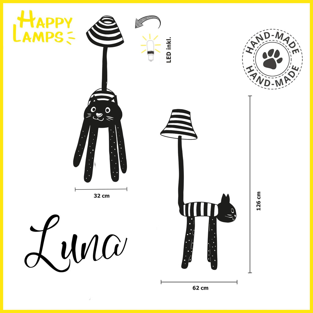 Happy Lamps Luna LED Stehlampe Kinderzimmer | Katze in Handarbeit
