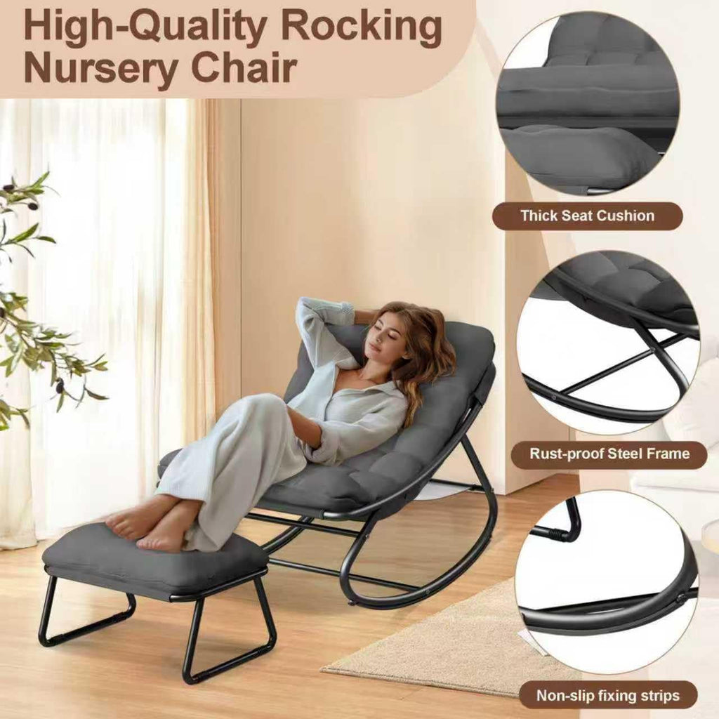 Schaukelstuhl Outdoor mit Hocker – Relaxsessel für Balkon, Garten & Terrasse