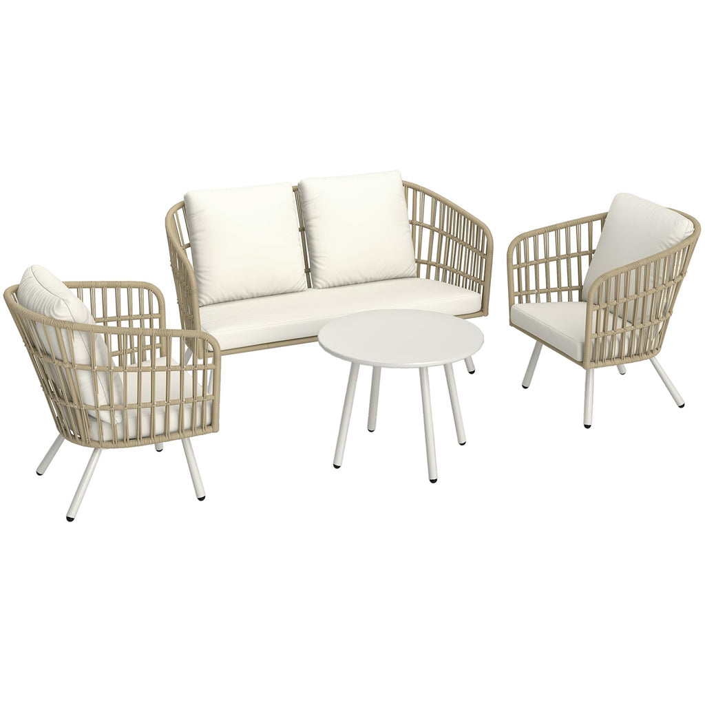 Outsunny Polyrattan Gartenmöbel Set – Lounge Set mit Sofa & Tisch, wetterfest