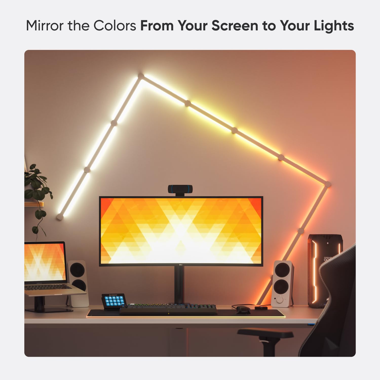 Nanoleaf Lines 90° Erweiterungspack – 3 smarte RGBW LED Lichtleisten für Nanoleaf Lines