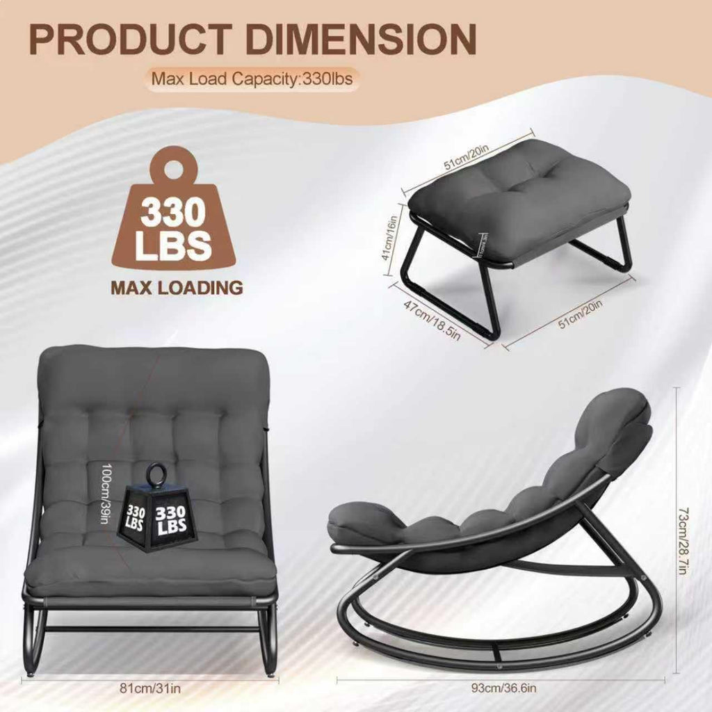 Schaukelstuhl Outdoor mit Hocker – Relaxsessel für Balkon, Garten & Terrasse