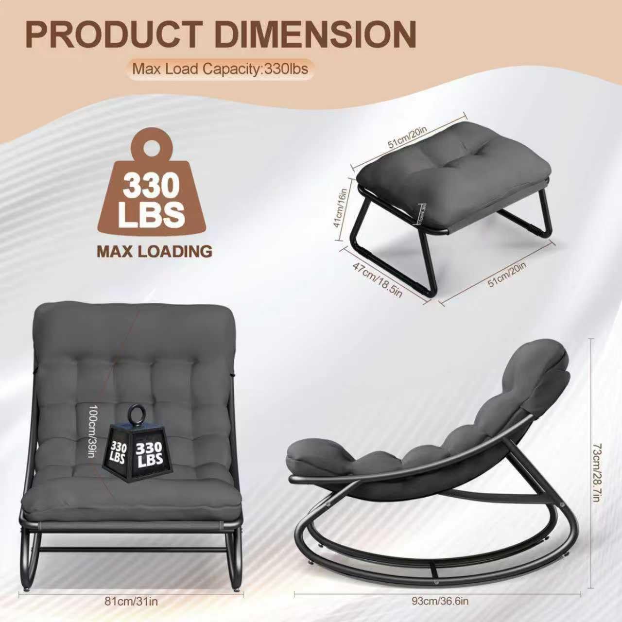 Schaukelstuhl Outdoor mit Hocker – Relaxsessel für Balkon, Garten & Terrasse