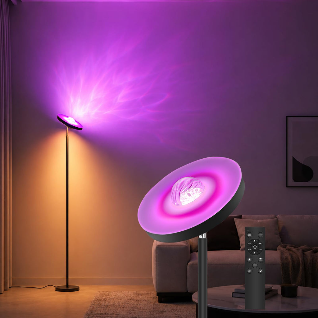 GOOSKI 3-in-1 LED Stehlampe | Deckenfluter mit Wasserwellen & RGBIC