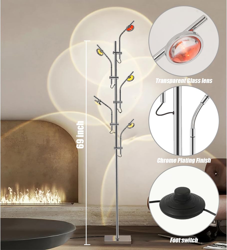 ELINKUME Halo Projektor Stehlampe Chrom | Sonnenuntergang Licht