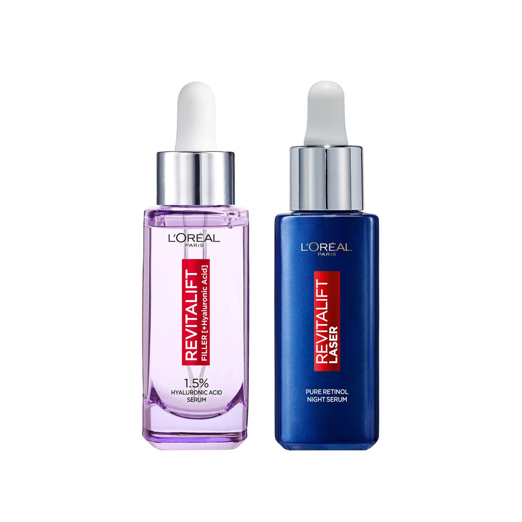 L’Oréal Paris Revitalift Filler Set – Serum + Tagespflege mit Hyaluron, Anti-Falten Pflege für glatte, pralle Haut