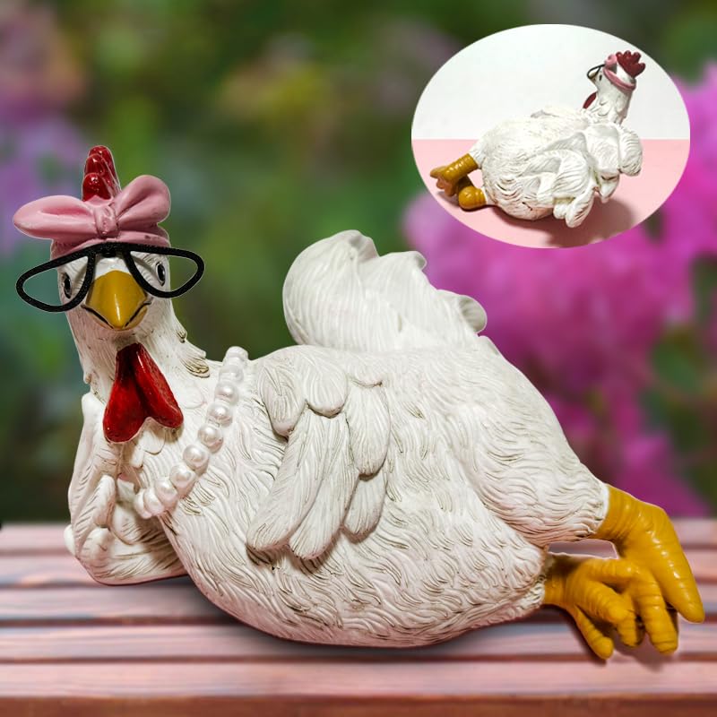 Lustige Hühnerfigur Garten Deko 🐔 Originelle Balkon & Outdoor Deko aus Kunstharz